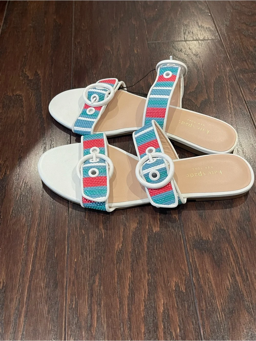 Kate Spade Women Multi Color Double Strap Sandals Marine Size 8.5B